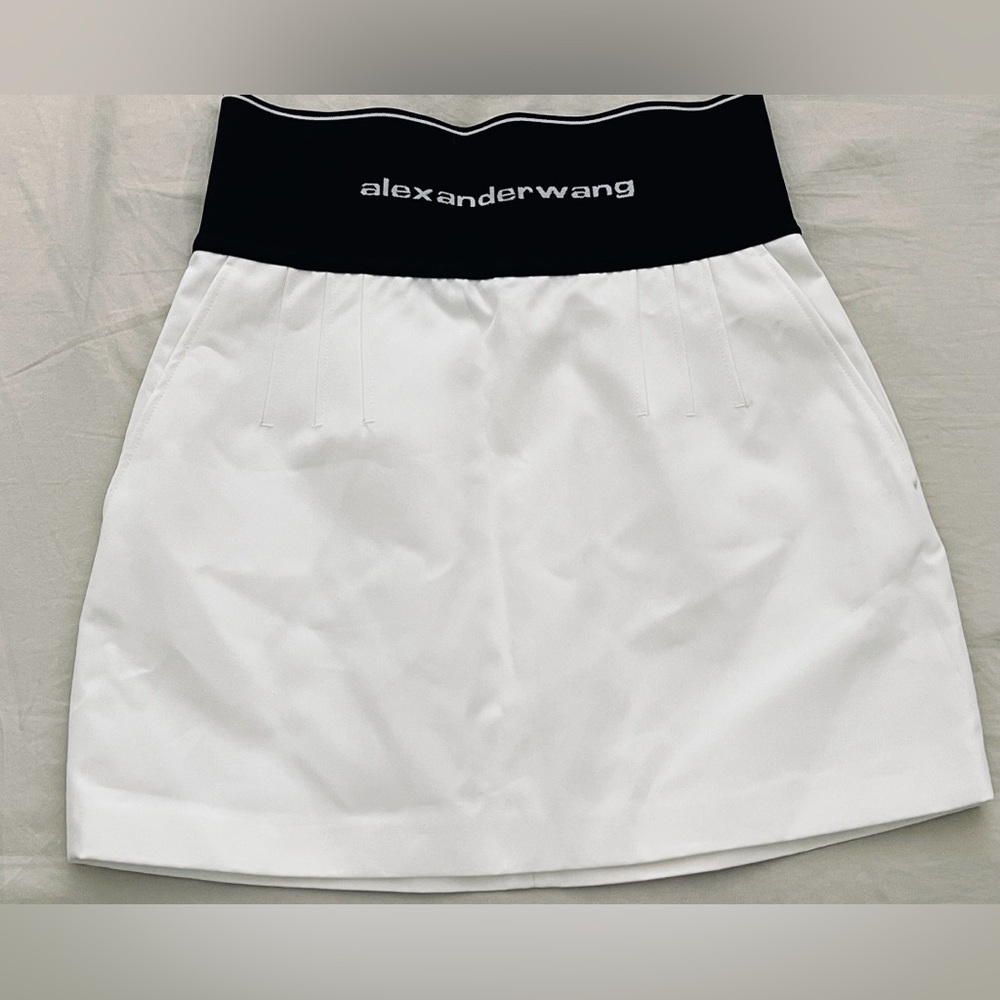 Alexander Wang logo elastic skirt in cotton tailoring - Picture 2 of 5